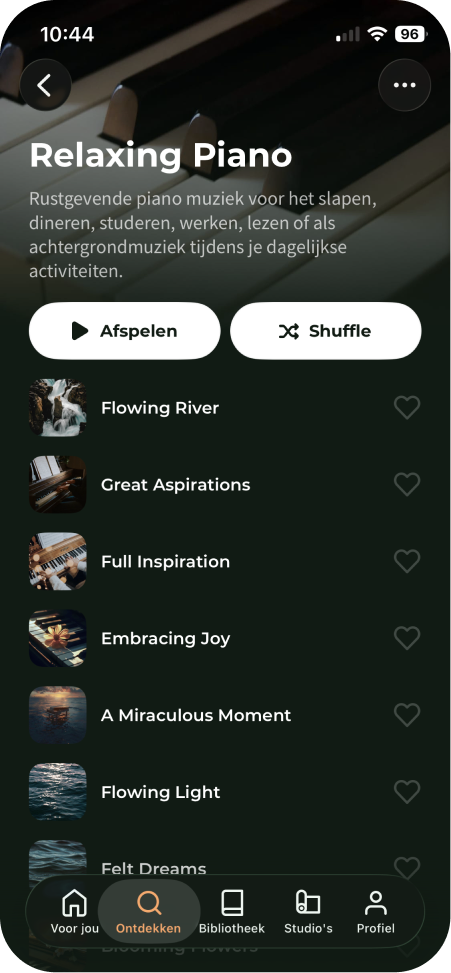 De collectie Relaxing Piano in de Meditation Moments-app
