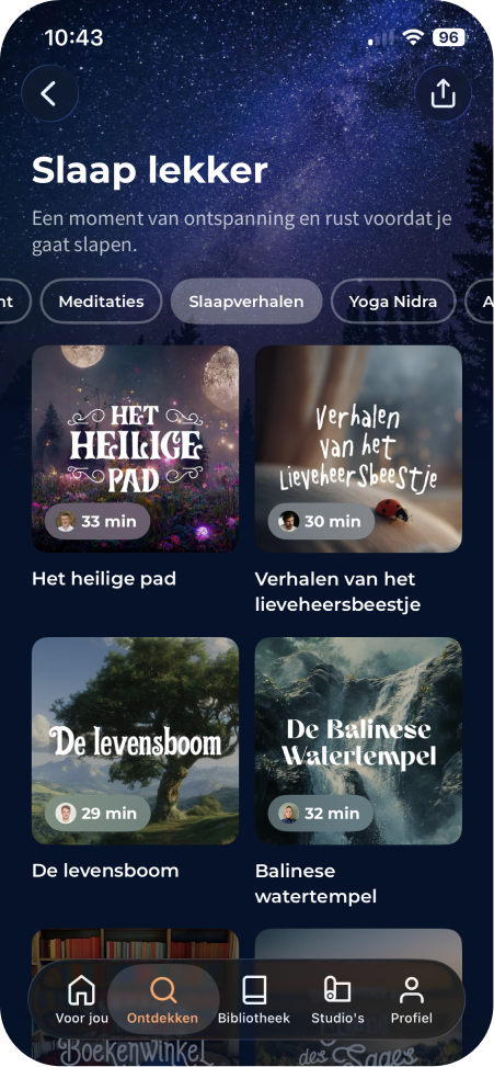Slaapverhalen in de Meditation Moments-app